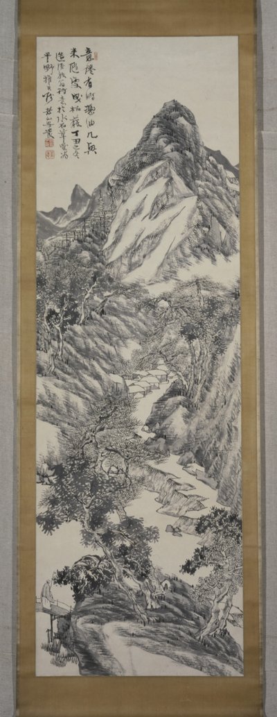 Berglandschap, winter 1877 (inkt op papier) door Rôzan Yasuda