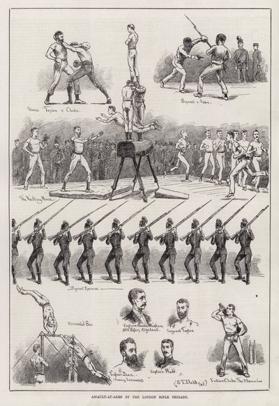 Aanval bij de wapens door de London Rifle Brigade (gravure) door S. T. Dadd