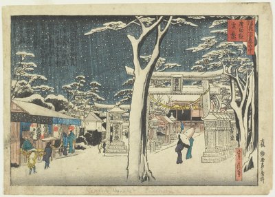 Sneeuwzicht op Hirota-schrijn door Sadanobu Hasegawa