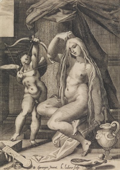 Venus en Cupido, 1571-1650 door Sadeler