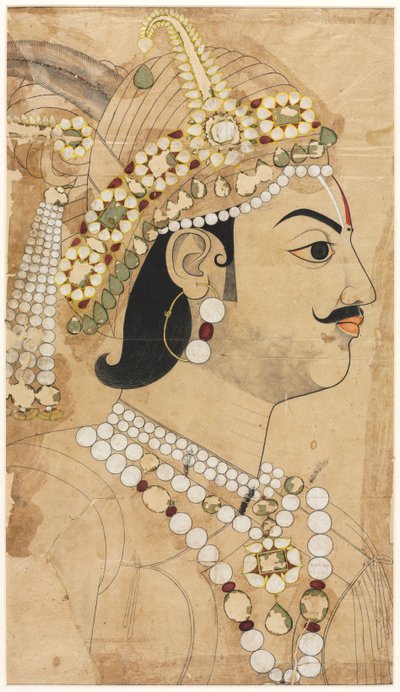 Portret van Maharaja Pratap Singh 1764-1803, ca. 1793 door Sahib Ram