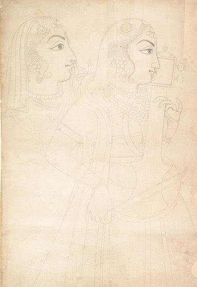 Zanger en Sarinda-speler, ca. 1800 door Sahib Ram