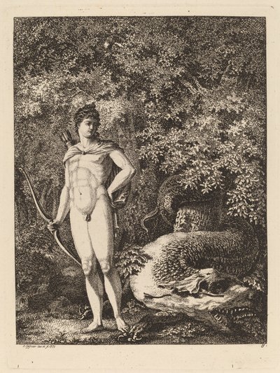 Apollo met een Boog en Draak door Salomon Gessner