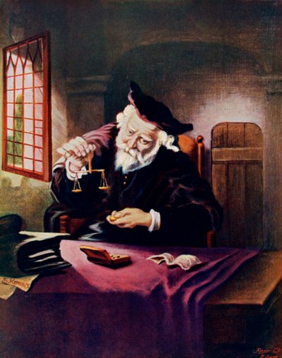 De goudweger, 1908-1909 door Salomon Koninck