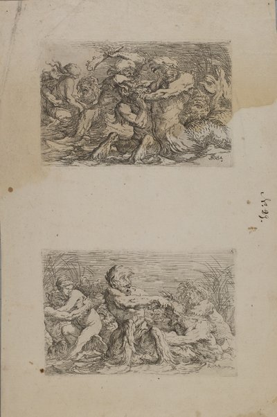 (Figurineserie) Riviergoden in gevecht door Salvator Rosa
