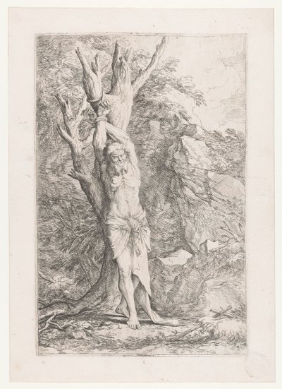 Albert vastgebonden aan een boom door Salvator Rosa