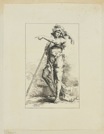 Figuur met staf wijzend door Salvator Rosa