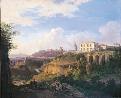 Italië, Napels, Uitzicht op Villa Ruffo landgoed in Capodimonte door Salvatore Fergola