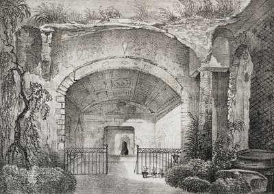 Hal in de oude villa van de Prins van Caposele in Formia, Lazio, Italië, lithografie door Salvatore Puglia uit Poliorama Pittoresco, nr. 23, 11 januari door Salvatore Puglia