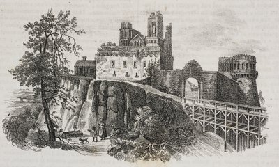 Ostroh Kasteel, Oekraïne, lithografie door Salvatore Puglia uit Poliorama Pittoresco, nr. 30, 1 maart door Salvatore Puglia