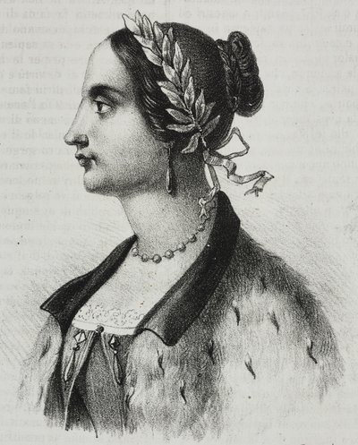Portret van Laura Bassi Veratti (1711-1778), Italiaanse natuurkundige en academicus, lithografie door Salvatore Puglia uit Poliorama Pittoresco, nr. 4, 4 september door Salvatore Puglia