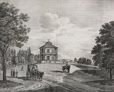 Wiener Prater, Oostenrijk. Lithografie door Salvatore Puglia uit Poliorama Pittoresco door Salvatore Puglia