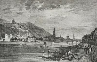 Uitzicht op Heidelberg, Duitsland, lithografie door Salvatore Puglia uit Poliorama Pittoresco, nr. 28, 19 februari door Salvatore Puglia