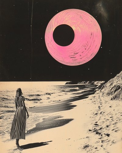 Pink Planet Stranddroom door Samantha Hearn
