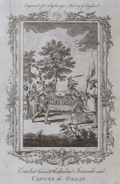 Gevecht tussen Edmund Ironside en Knoet de Grote door Samuel (after) Wale