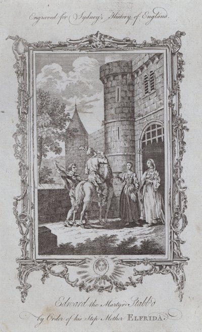 Edward de Martelaar Gestoken in Opdracht van zijn Stiefmoeder Elfrida door Samuel (after) Wale
