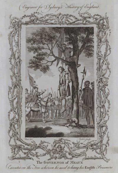 De gouverneur van Meaux geëxecuteerd aan de boom waaraan hij zijn Engelse gevangenen ophing door Samuel (after) Wale