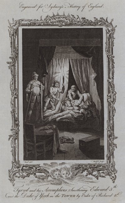 Tyrrel en zijn Medeplichtigen verstikken Edward V en de Hertog van York in de Toren op Bevel van Richard III door Samuel (after) Wale