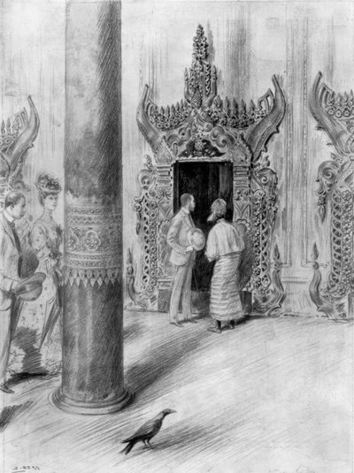 De Prins en Prinses van Wales in het paleis van koning Theebaw, Mandalay, Birma, 1906 door Samuel Begg