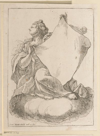 Vrouw met een doek in haar handen (Diverse ontwerpen, Opera Varia Historica, Poetica & Iconologica) door Samuel Bottschild