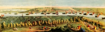 Het Westelijke Uitzicht van Zijne Majesteits Scheepswerf, in Chatham, 1738, 1942 door Samuel Buck
