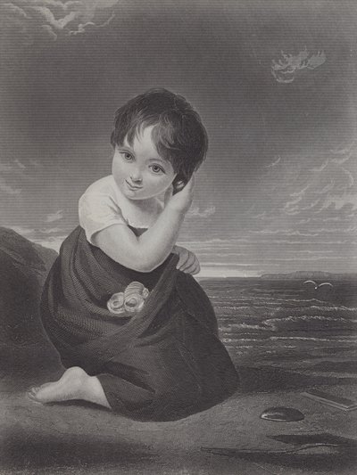 Een boodschap uit de zee (gravure) door Samuel Cousins