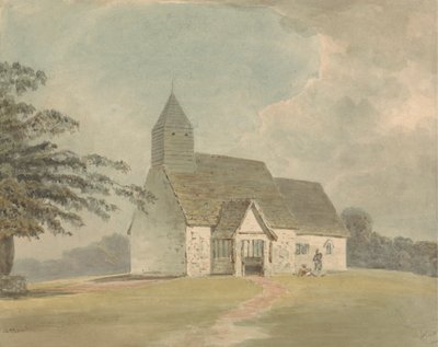 Kerk met houten klokkentoren - een van drie versies door Samuel Davis