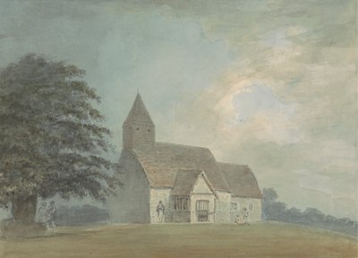 Kerk met een houten klokkentoren - een van drie versies door Samuel Davis