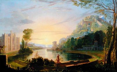 Allegorisch landschap met New York University, Washington Square, New York door Samuel Finley Breese Morse