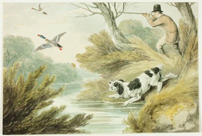 Jager met retriever door Samuel Howett