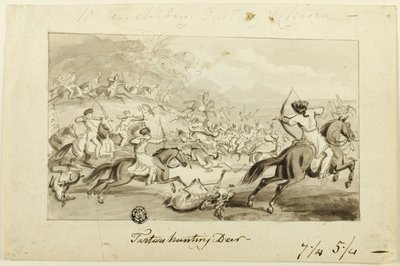 Tataren die Herten Jagen (recto); Schelp (verso) door Samuel Howett