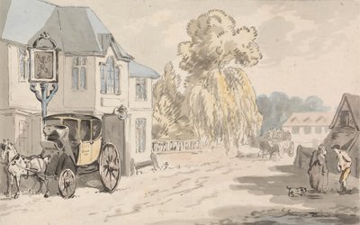 Ruiters buiten een herberg door Samuel Howitt