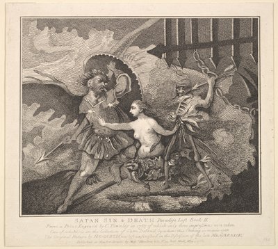 Satan, Zonde en Dood uit Paradise Lost, Boek II, 1 mei 1788 door Samuel Ireland