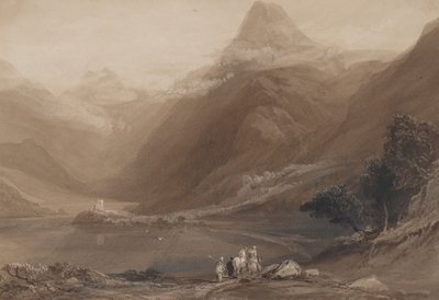 Llanberis-meer, Noord-Wales, 1820-30 door Samuel Jackson