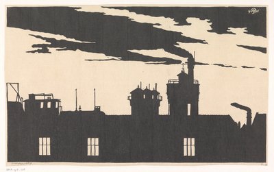 Silhouet Oostergasfabriek door Samuel Jessurun de Mesquita (signed by artist)