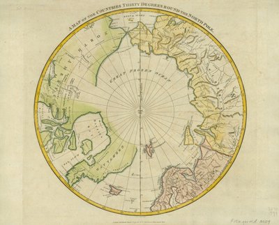 Een Kaart van de Landen Dertig Graden rond de Noordpool, uit 