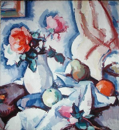 Rozen in een Witte Vaas door Samuel John Peploe