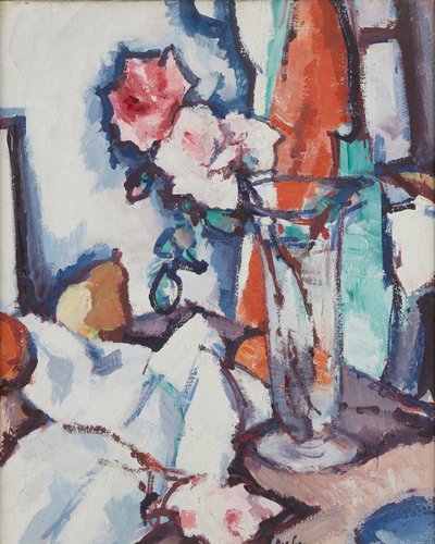 Stilleven van rozen en peer door Samuel John Peploe