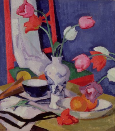 Tulpen en Fruit, ca. 1919 door Samuel John Peploe