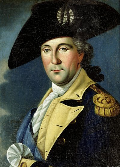 Portret van George Washington in het uniform van een Amerikaanse generaal, tussen 1775 en 1780 door Samuel King