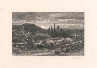 De opkomende maan door Samuel Palmer