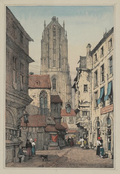 Facsimiles van Schetsen gemaakt in Vlaanderen en Duitsland: Dom, Frankfurt door Samuel Prout