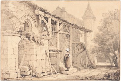 Scène in Jumièges door Samuel Prout