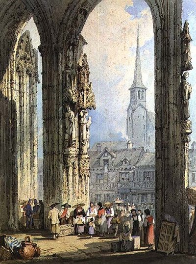Scène vanuit een Kerkportaal door Samuel Prout