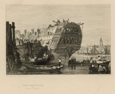 Scheepssloperij tegenover Wapping door Samuel Prout