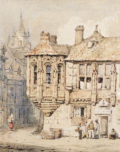 Straatscene in Rouen, begin 19e eeuw door Samuel Prout