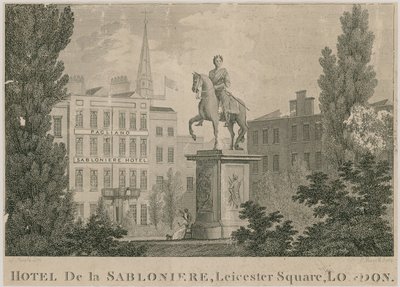 Hotel de Sabloniere, Leicester Square, Londen door Samuel Rawle