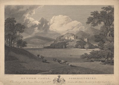 Noordoostelijk Uitzicht op Dunster Kasteel, Somerset door Samuel Rawle