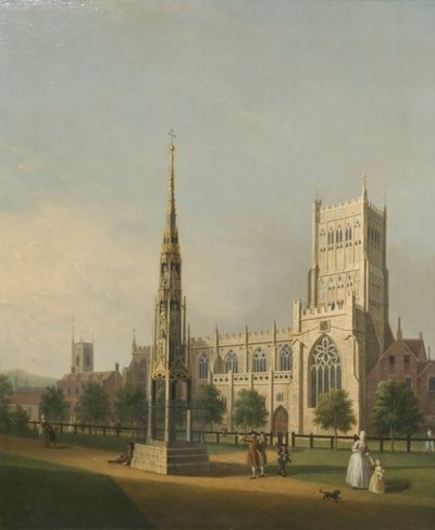 Een uitzicht op Bristol High Cross en kathedraal, ca. 1750 door Samuel Scott