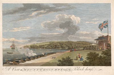 Een uitzicht op Mount Edgcumbe vanaf het blokhuis, pub. 1755 door Samuel Scott